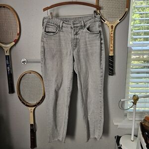 Old Navy OG Straight High Rise 12 Gray Paint Splatters